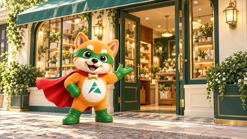小安在精品商店门外欢迎来访者。
